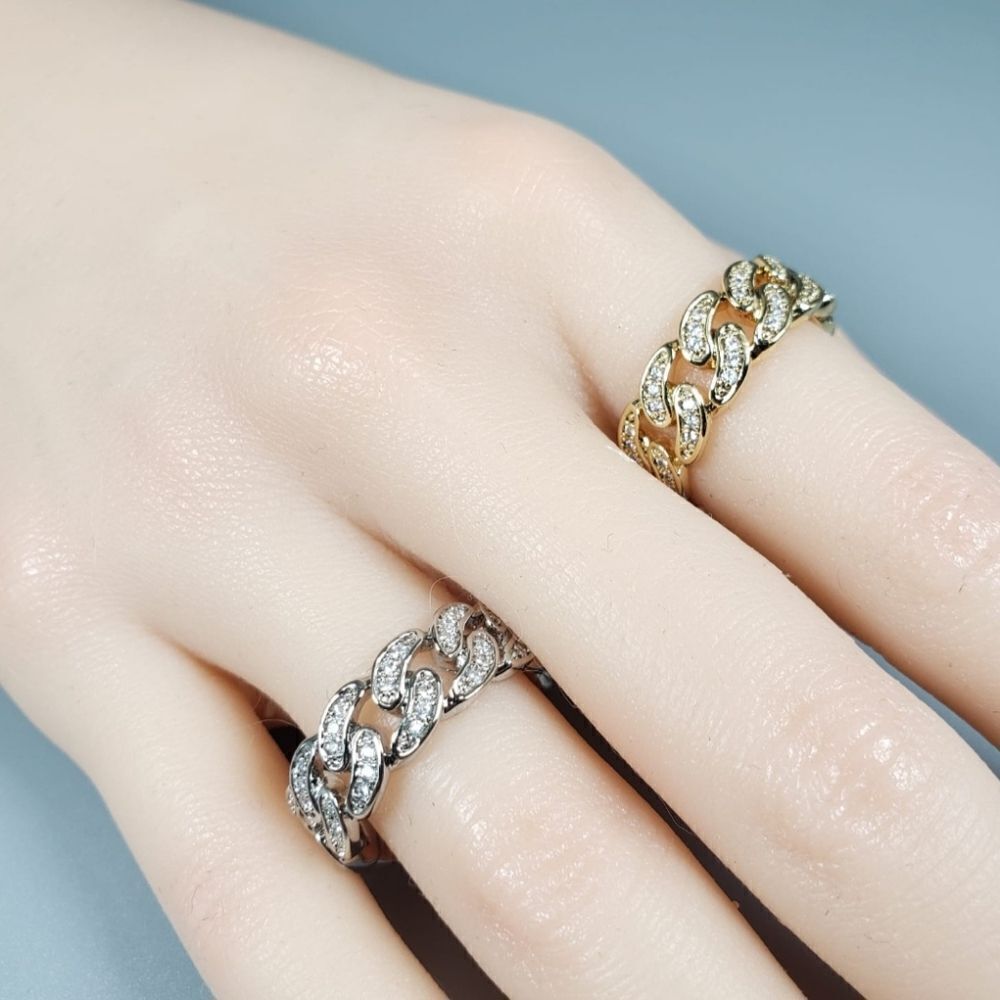 Brand New Silver & Gold Rhinestone Couple Rings